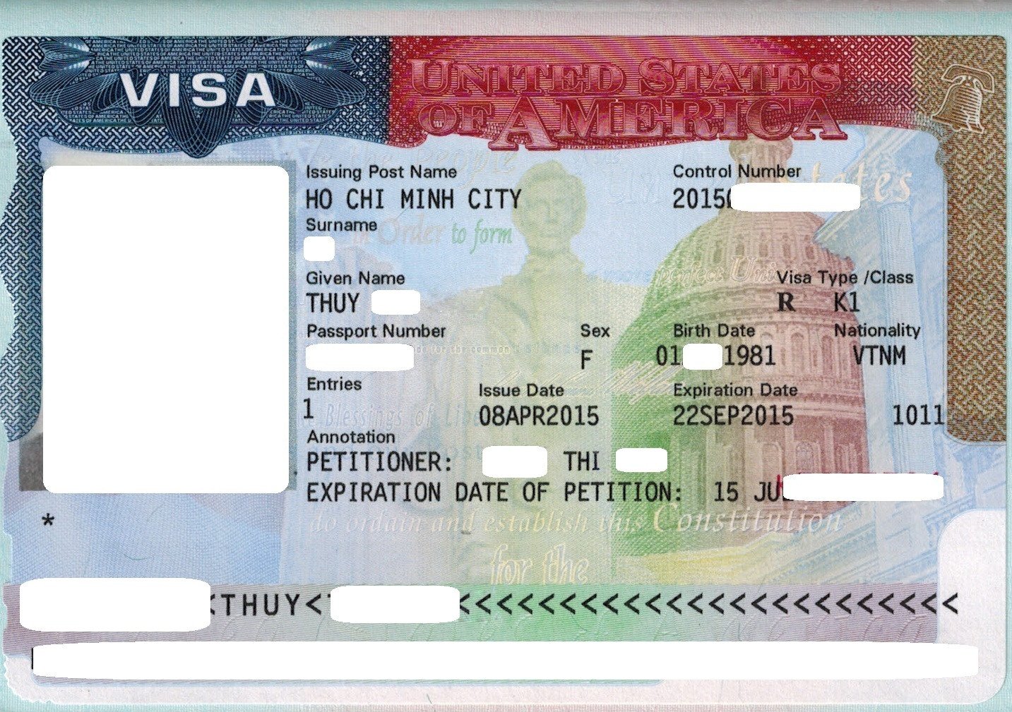 Visa của chị Thúy