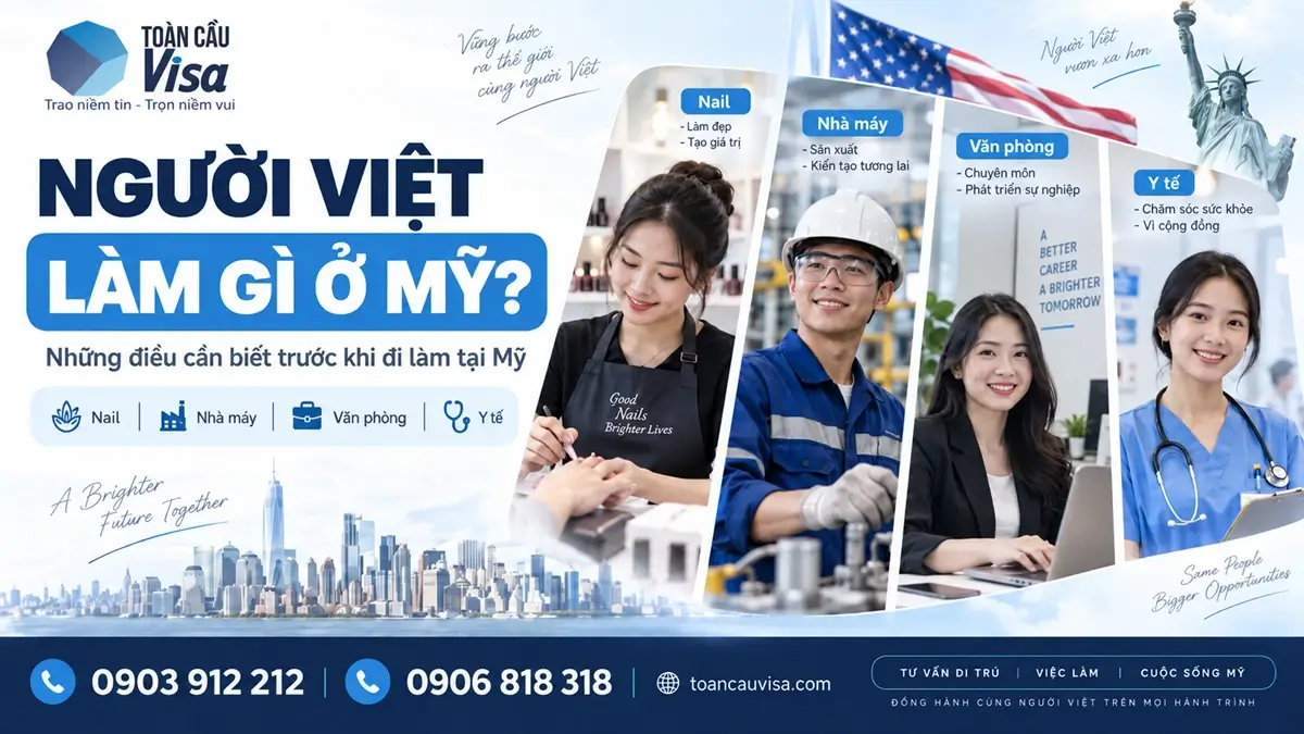 Người Việt làm gì ở Mỹ? Những điều cần biết trước khi đi làm tại Mỹ 1 Người Việt làm gì ở Mỹ, họ làm việc trong nhiều lĩnh vực như nail, sản xuất, văn phòng và y tế.