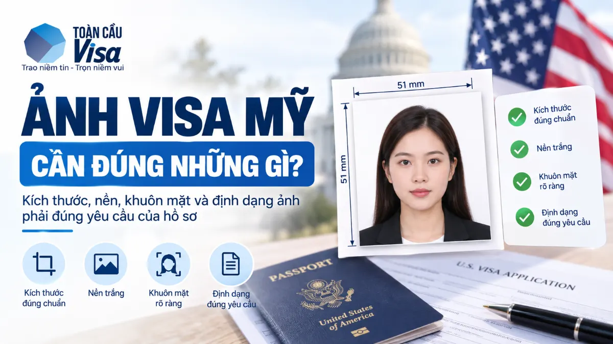 Ảnh visa Mỹ cần đáp ứng đúng yêu cầu về nền, kích thước và vị trí khuôn mặt.