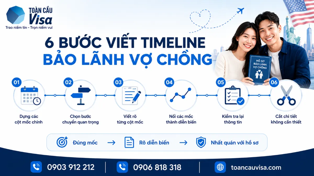 6 bước viết timeline bảo lãnh vợ chồng từ dựng cột mốc đến kiểm tra tính nhất quán