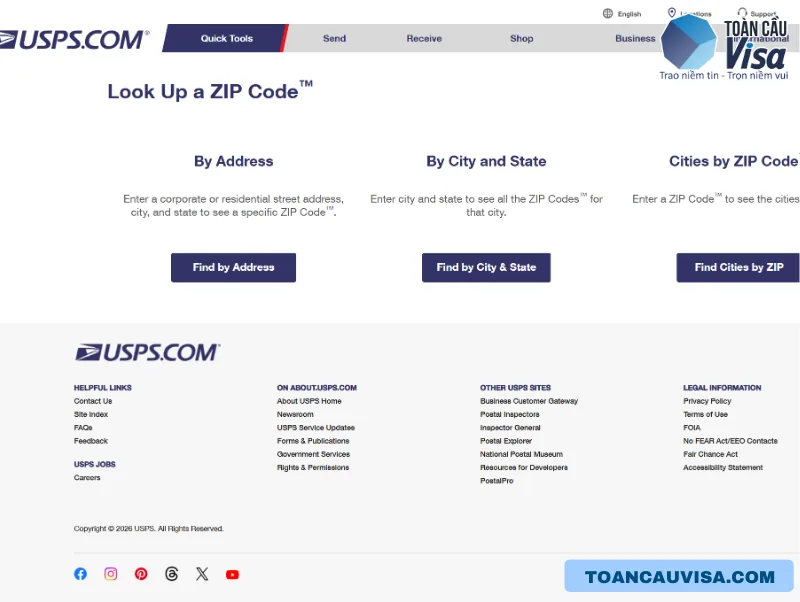 Bảng Mã ZIP Alabama đầy đủ, chi tiết mới nhất 2026 5 Truy cập web tools.usps.com_zip-code-lookup để tra cứu mã ZIP code Alabama chính xác nhanh chóng