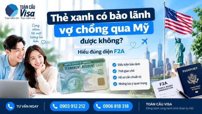 Thẻ xanh có bảo lãnh vợ chồng qua Mỹ được không theo diện F2A